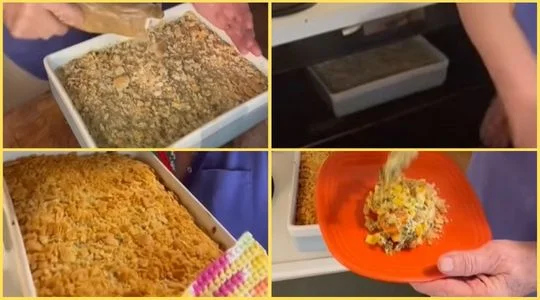 Add the topping, bake and serve