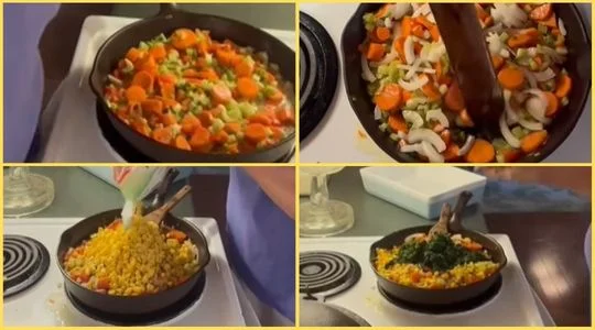 Prepare the vegetables and add the corn, spinach