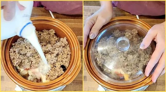 Add the milk and Cook on low