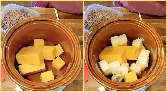 Cube the Velveeta and Add the cream cheese