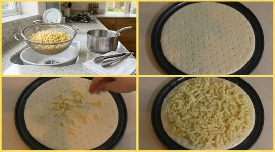 Prepare the Pizza Base and Add the Macaroni