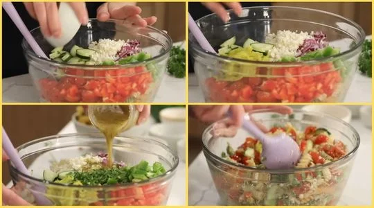 Preparing the Emilie Kiser Pasta Salad Recipe